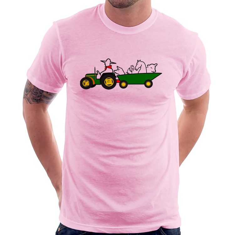 Camiseta Fazendeiro - Rosa Bebê