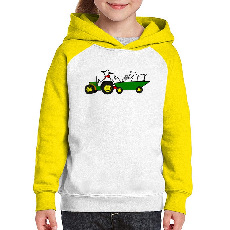 Moletom Infantil Fazendeiro - Branco/Amarelo