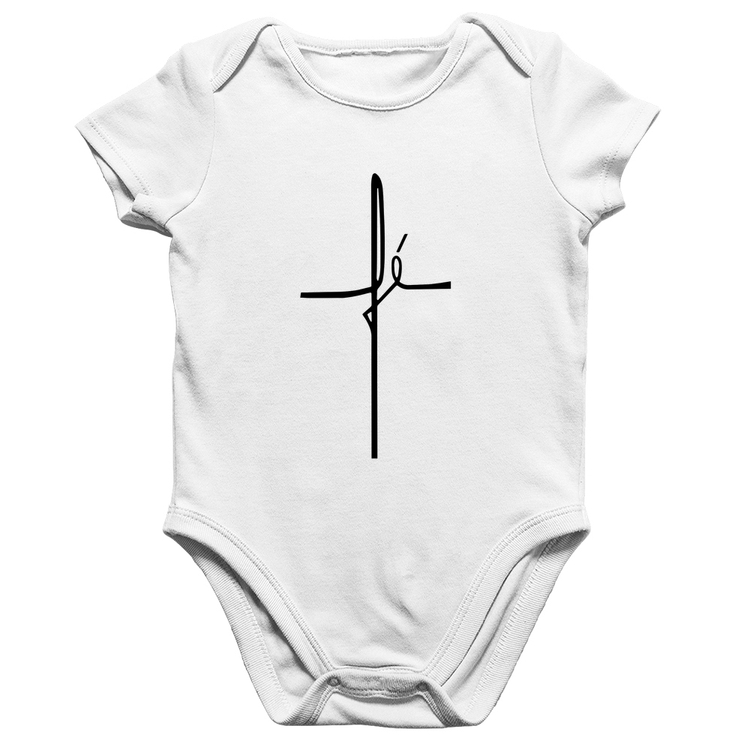 Body Bebê Algodão Fé em Cruz - Branco