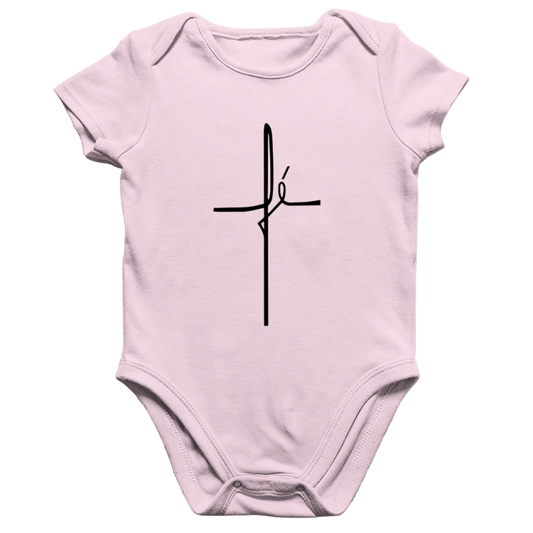 Body Bebê Algodão Fé em Cruz - Rosa Bebê