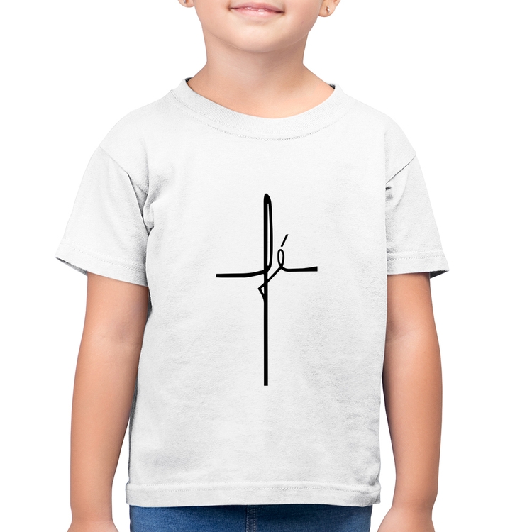 Camiseta Algodão Infantil Fé em Cruz - Branca