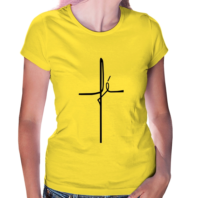 Baby Look Fé em Cruz - Amarela