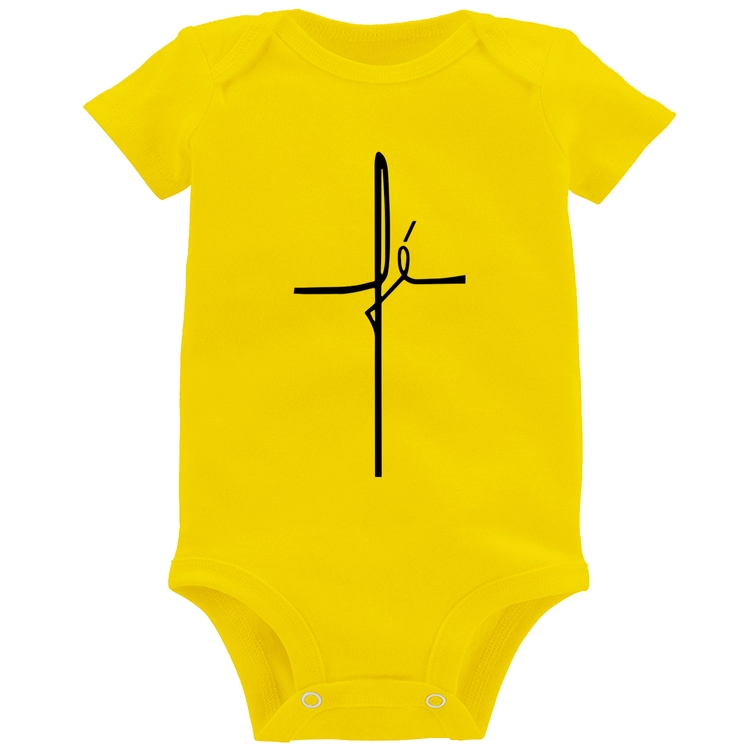Body Bebê Fé em Cruz - Amarelo