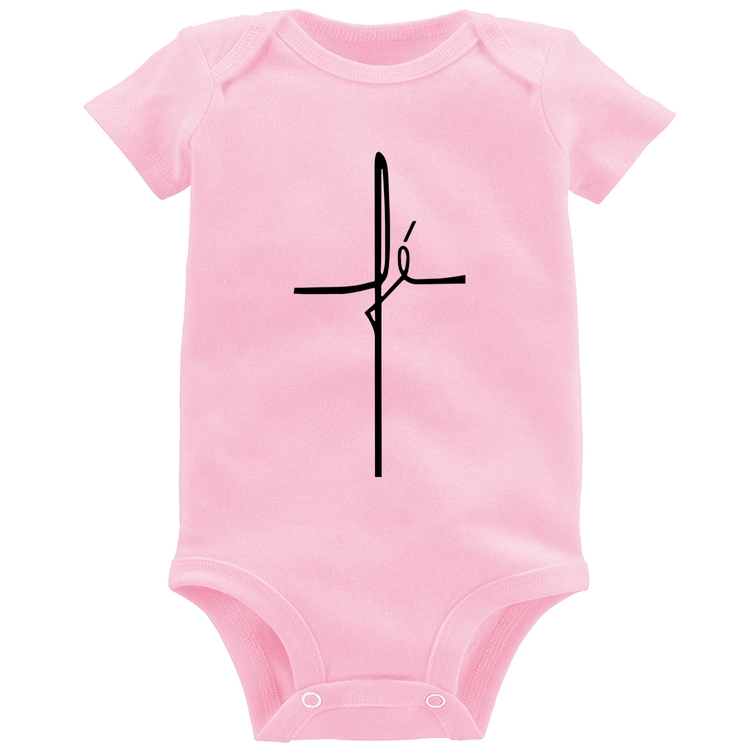 Body Bebê Fé em Cruz - Rosa Bebê
