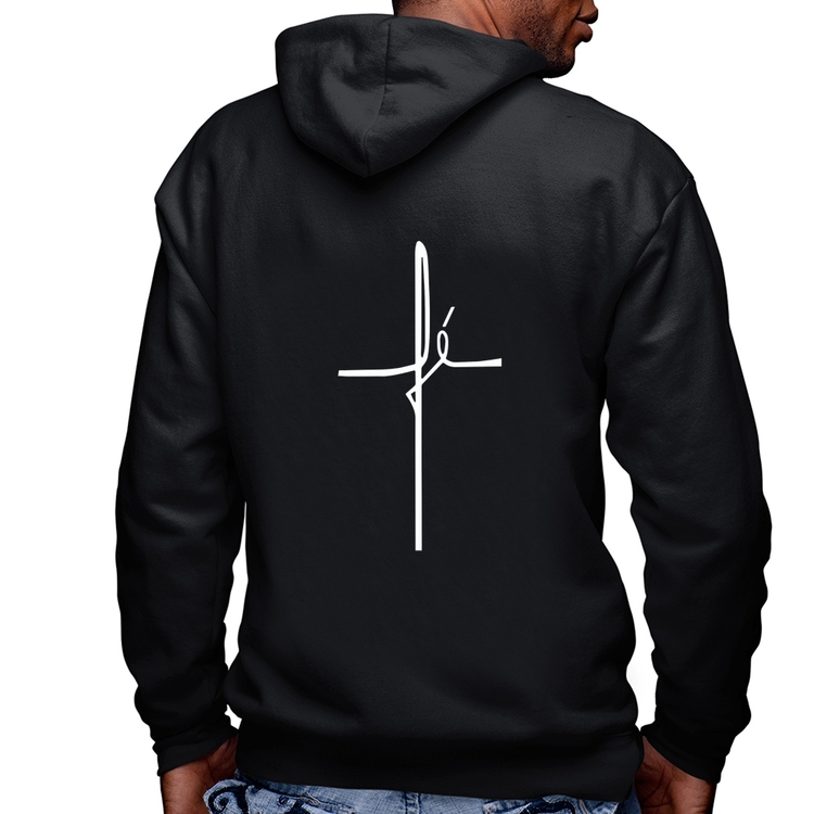 Blusa Moletom Fé em Cruz Masculina com Capuz e Zíper