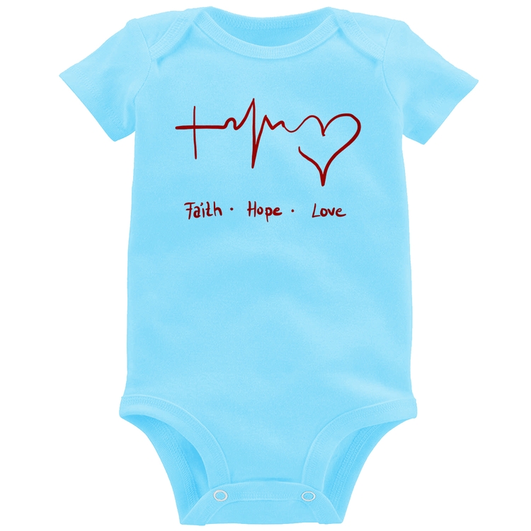 Body Bebê Fé, Esperança, Amor - Azul Bebê