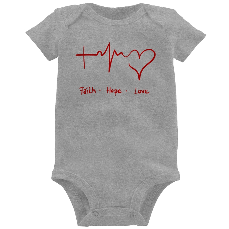 Body Bebê Fé, Esperança, Amor - Cinza