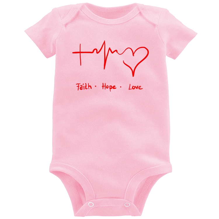 Body Bebê Fé, Esperança, Amor - Rosa Bebê