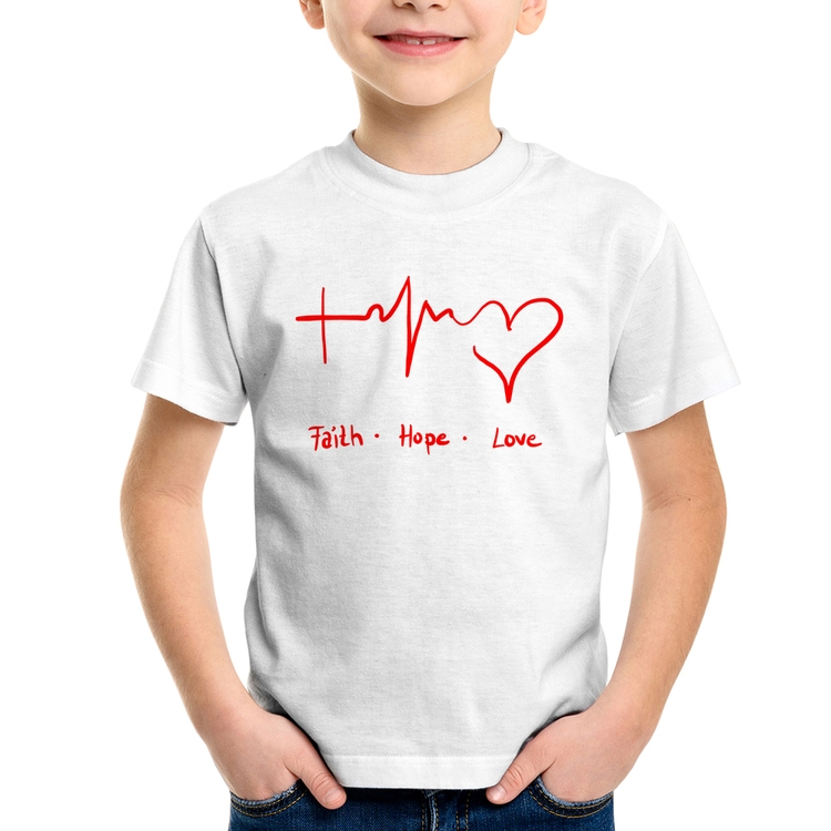 Camiseta Infantil Fé, Esperança, Amor