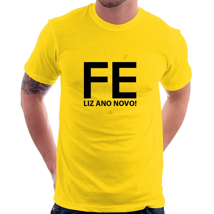 Camiseta Fé liz ano novo! - Amarela