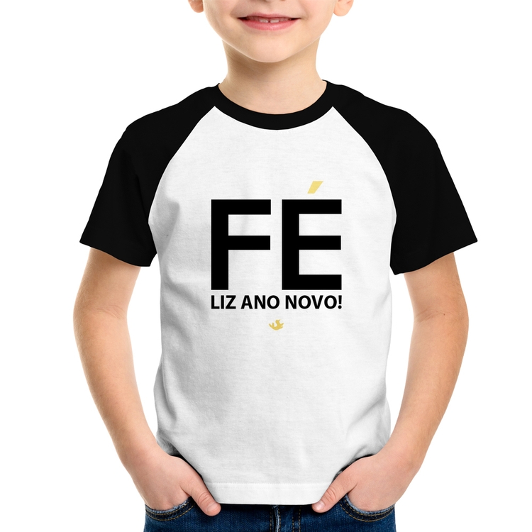 Camiseta Raglan Infantil Fé liz ano novo!