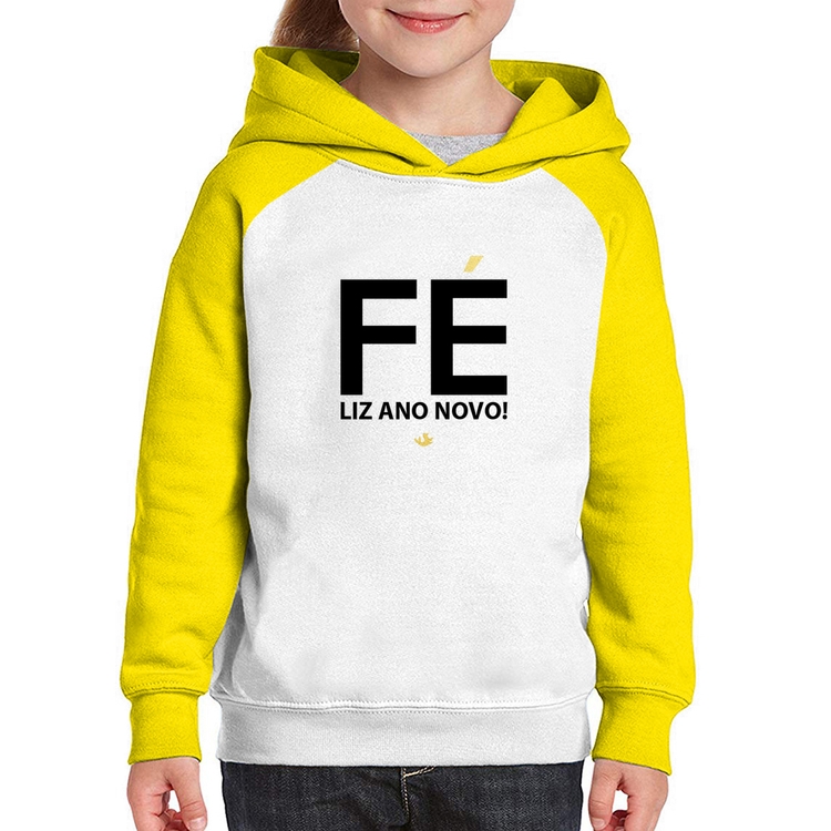 Moletom Infantil Fé liz ano novo! - Branco/Amarelo