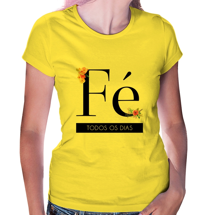 Baby Look Fé todos os dias - Amarela