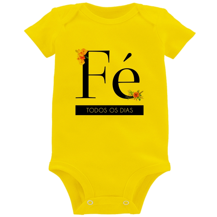 Body Bebê Fé todos os dias - Amarelo
