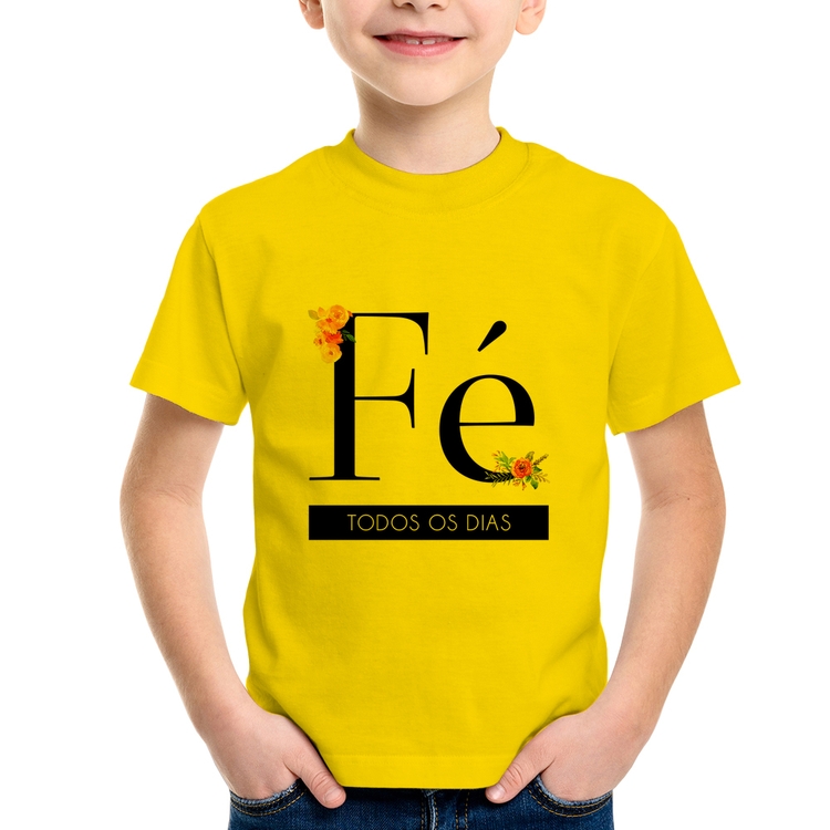 Camiseta Infantil Fé todos os dias - Amarela