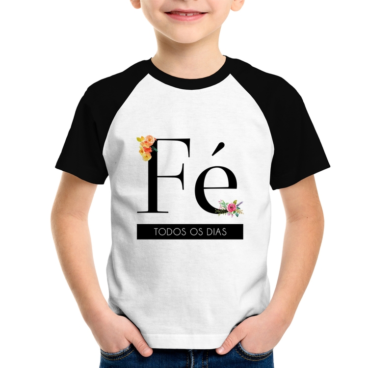 Camiseta Raglan Infantil Fé todos os dias