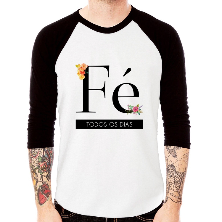 Camiseta Raglan Fé todos os dias Manga 3/4