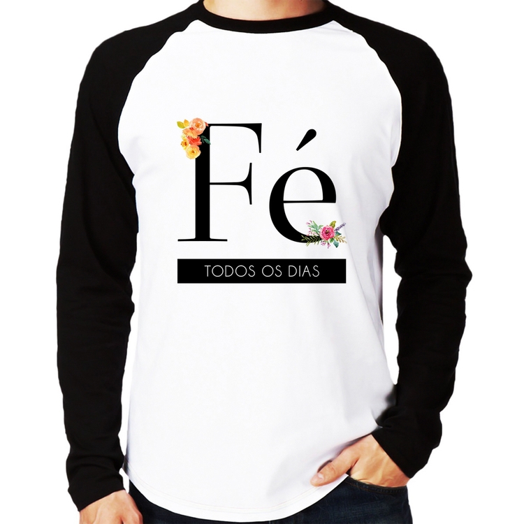 Camiseta Raglan Fé todos os dias Manga Longa
