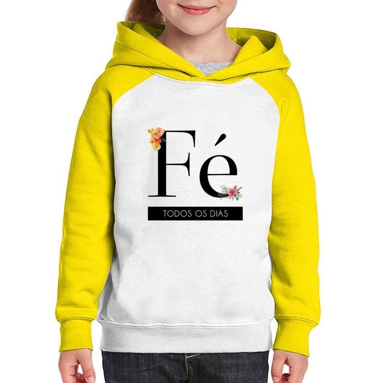Moletom Infantil Fé todos os dias - Branco/Amarelo