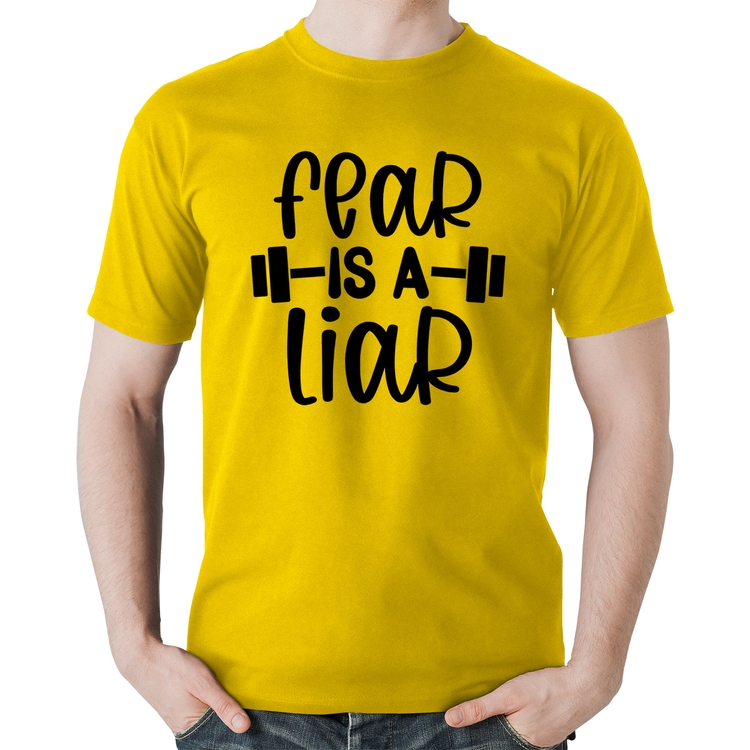 Camiseta Algodão Fear Is A Liar - Amarela