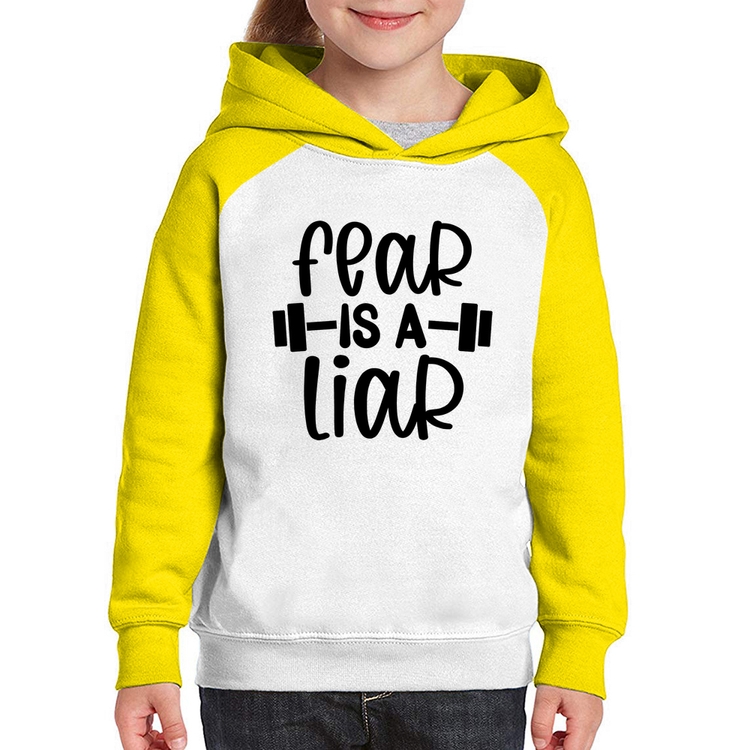 Moletom Infantil Fear Is A Liar - Branco/Amarelo