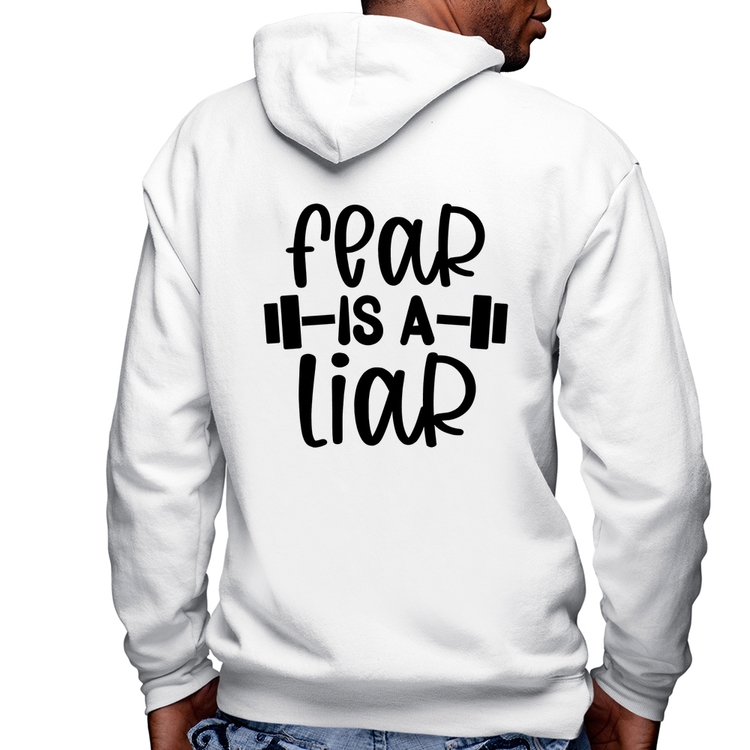Blusa Moletom Fear Is A Liar Masculina com Capuz e Zíper - Branca