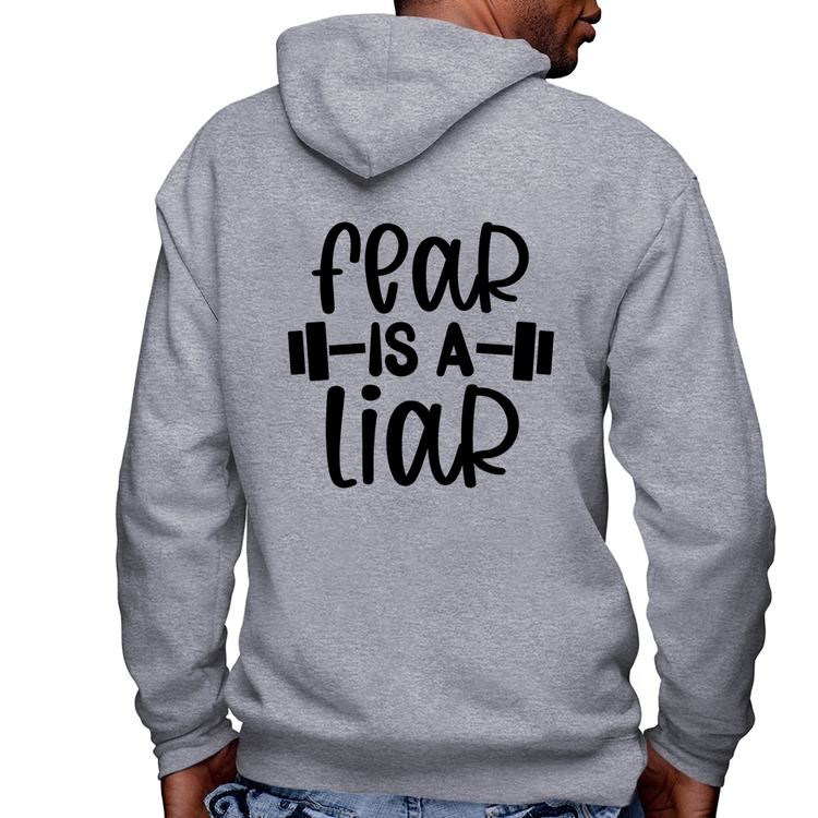 Blusa Moletom Fear Is A Liar Masculina com Capuz e Zíper - Mescla