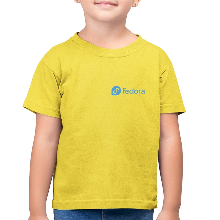 Camiseta Algodão Infantil Fedora Linux - Amarelo Canário