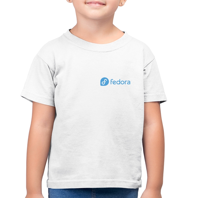 Camiseta Algodão Infantil Fedora Linux - Branca