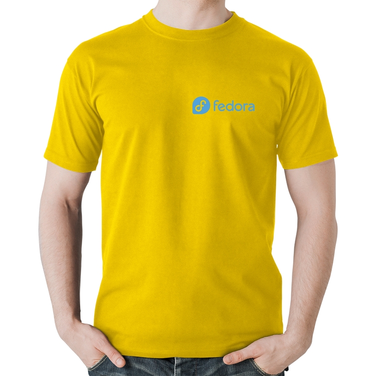 Camiseta Algodão Fedora Linux - Amarela
