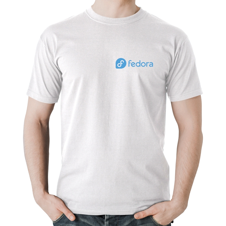 Camiseta Algodão Fedora Linux - Branca