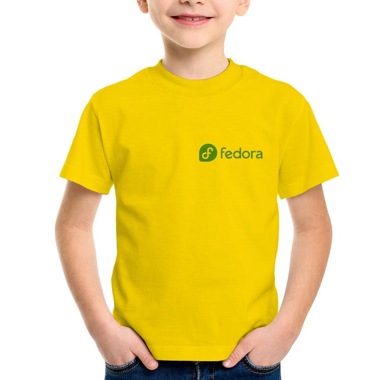 Camiseta Infantil Fedora Linux - Amarela