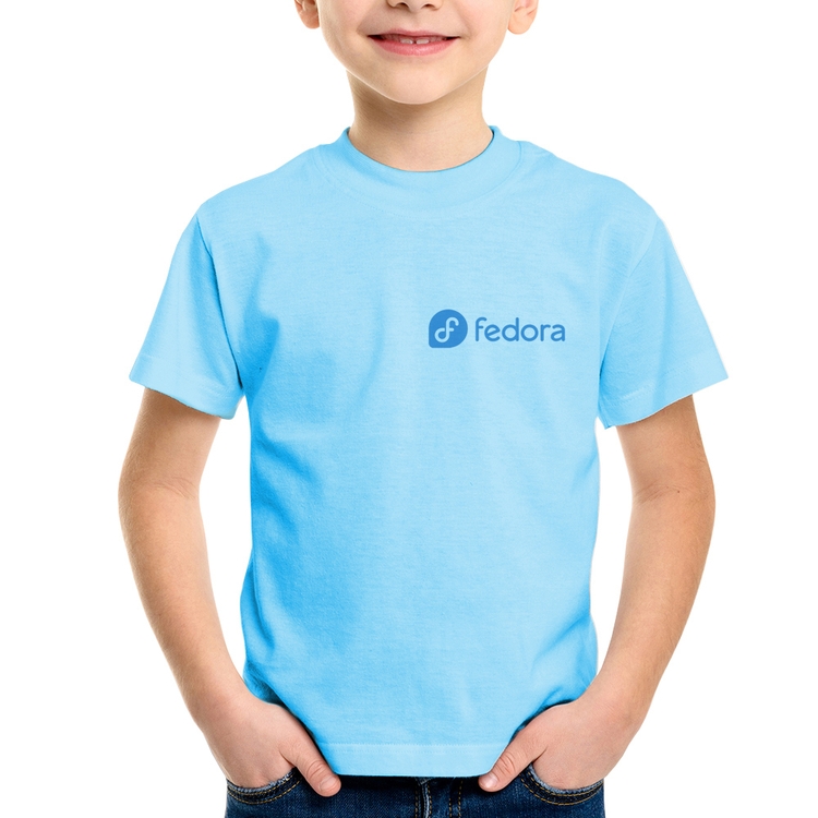 Camiseta Infantil Fedora Linux - Azul Bebê