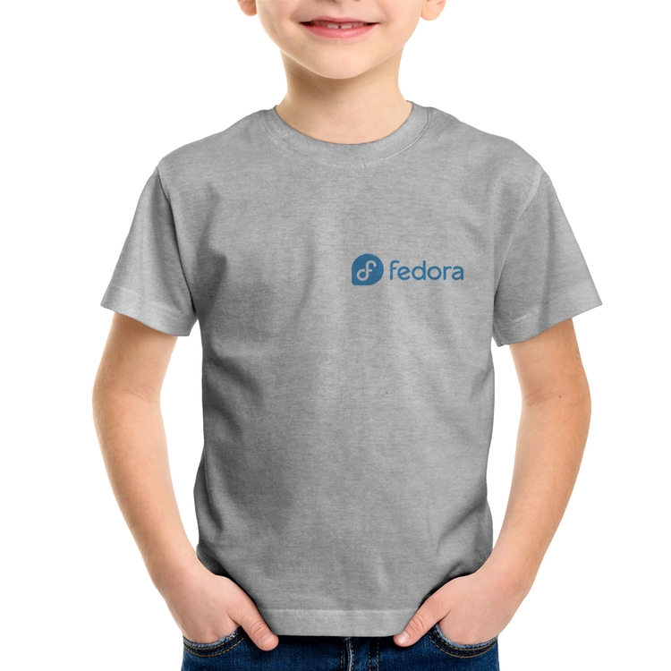 Camiseta Infantil Fedora Linux - Cinza