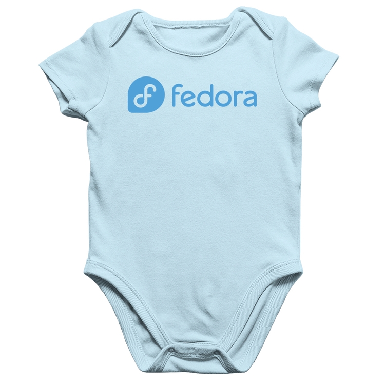 Body Bebê Algodão Fedora Linux Logo - Azul Bebê