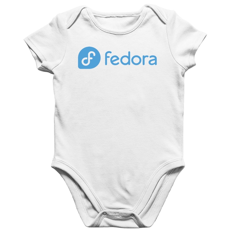 Body Bebê Algodão Fedora Linux Logo - Branco