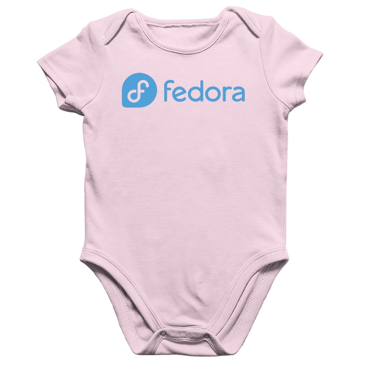 Body Bebê Algodão Fedora Linux Logo - Rosa Bebê