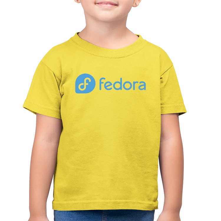 Camiseta Algodão Infantil Fedora Linux Logo - Amarelo Canário