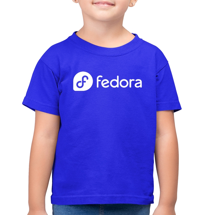 Camiseta Algodão Infantil Fedora Linux Logo - Azul Royal