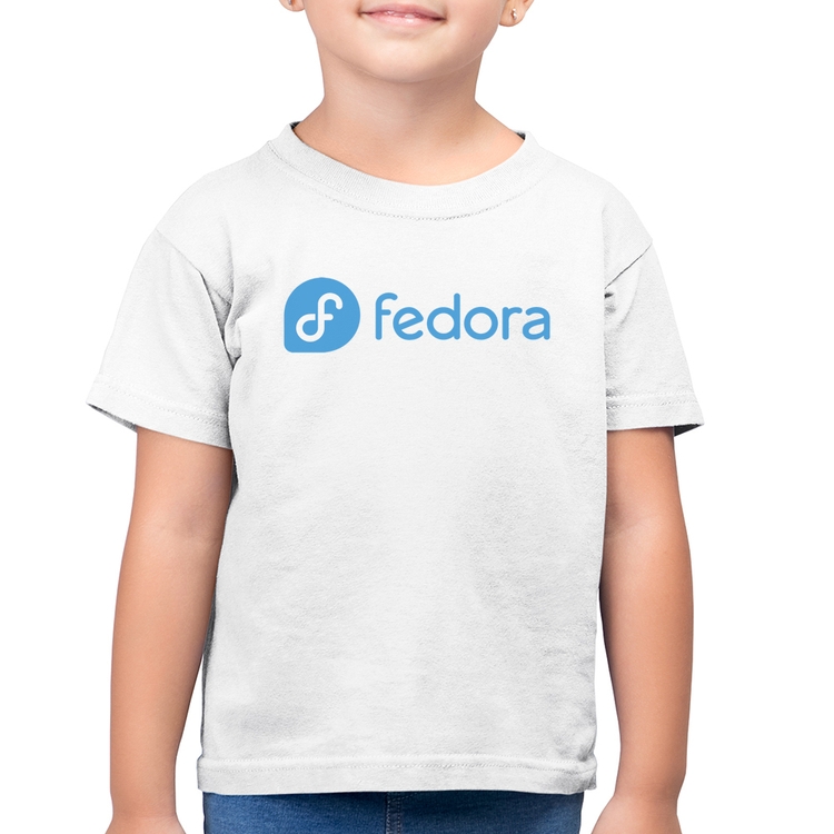 Camiseta Algodão Infantil Fedora Linux Logo - Branca