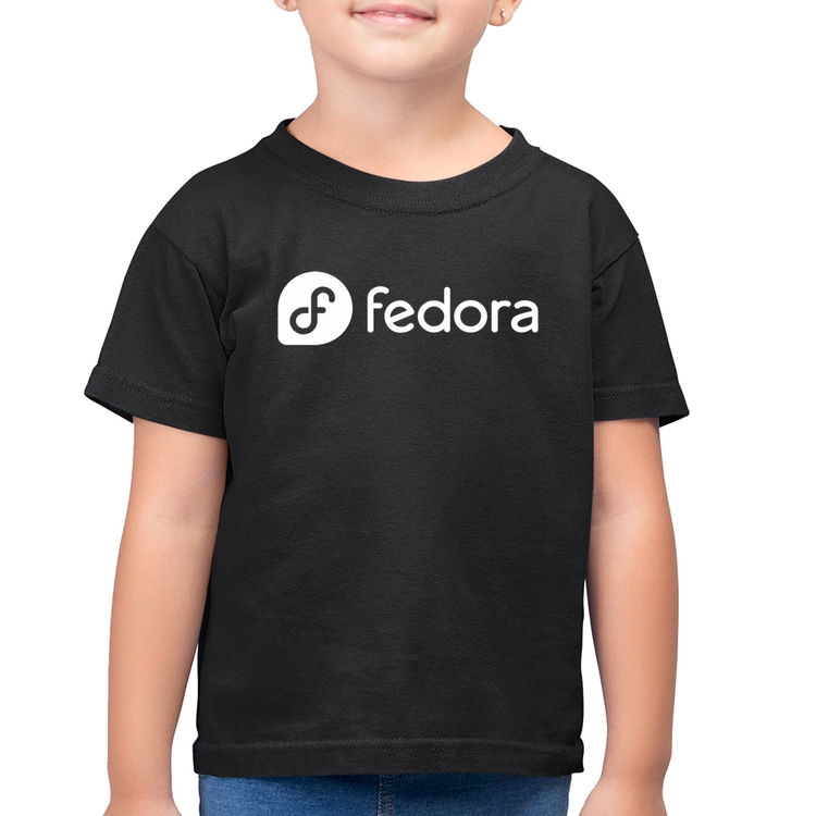 Camiseta Algodão Infantil Fedora Linux Logo