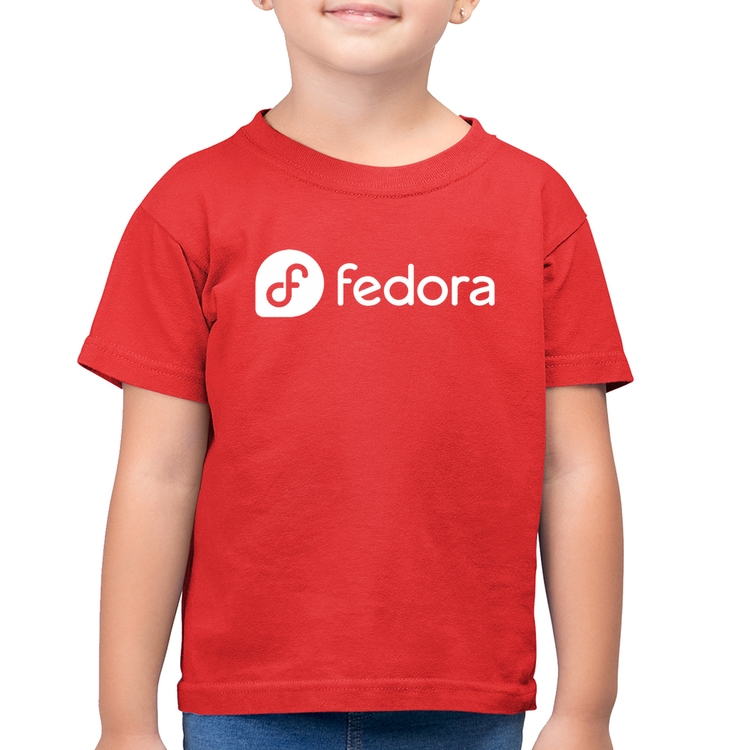 Camiseta Algodão Infantil Fedora Linux Logo - Vermelha