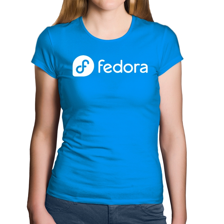 Baby Look Algodão Fedora Linux Logo - Azul