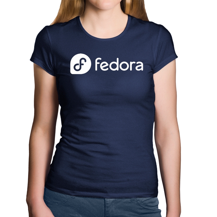 Baby Look Algodão Fedora Linux Logo - Marinho