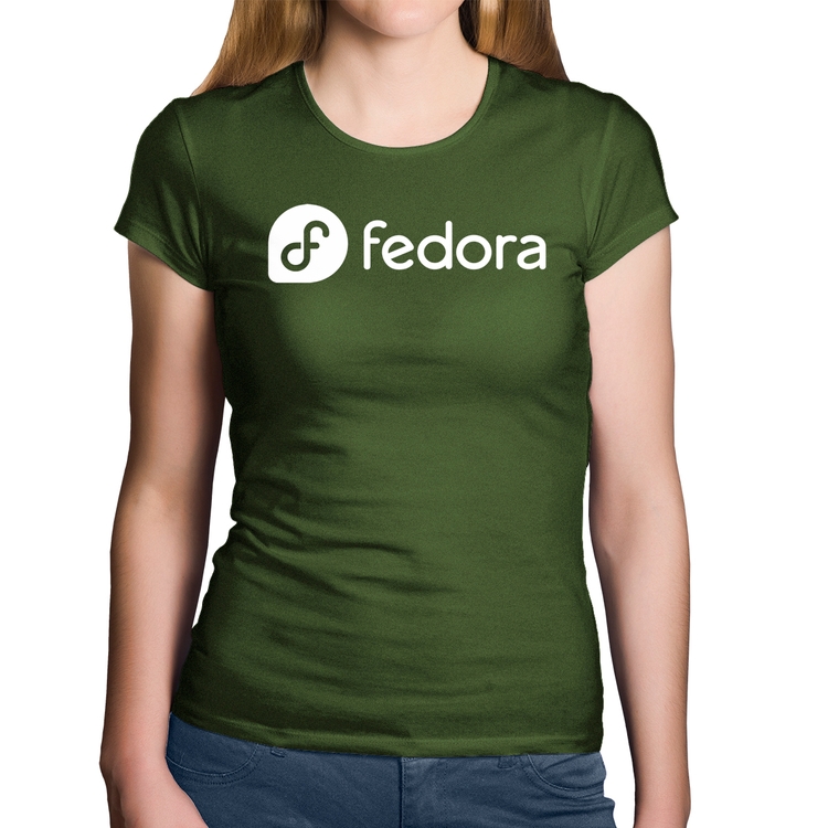 Baby Look Algodão Fedora Linux Logo - Musgo