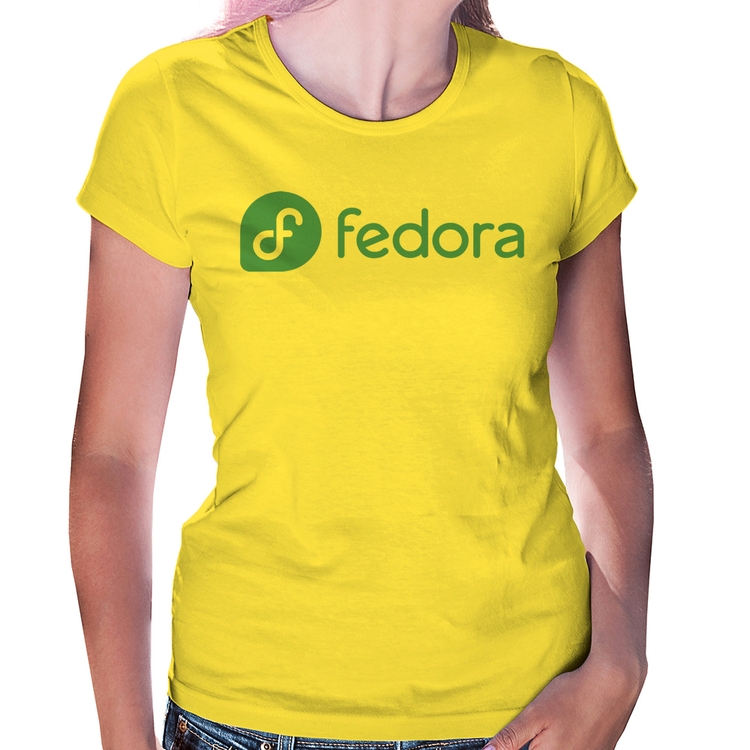 Baby Look Fedora Linux Logo - Amarela