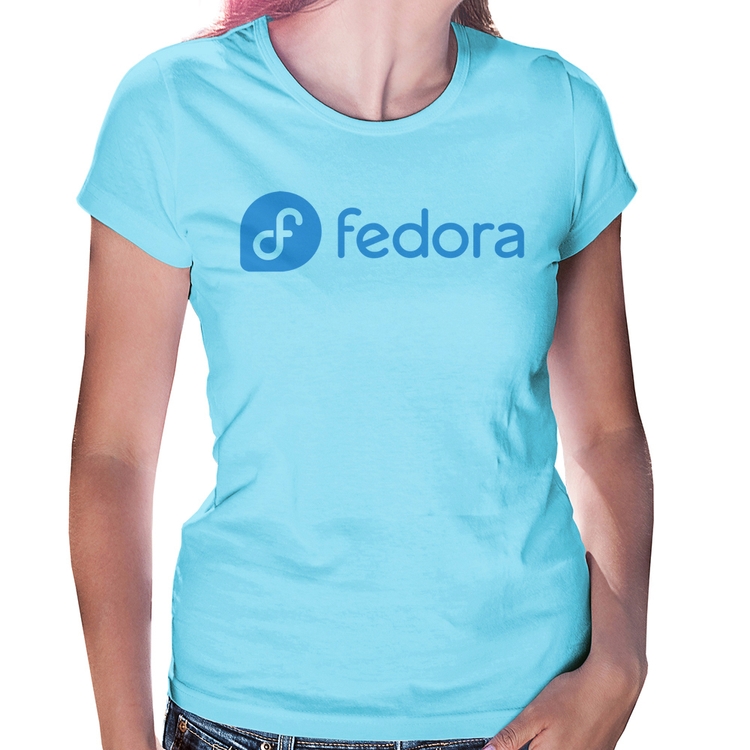 Baby Look Fedora Linux Logo - Azul Bebê