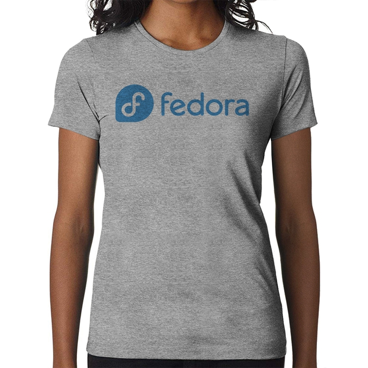 Baby Look Fedora Linux Logo - Cinza