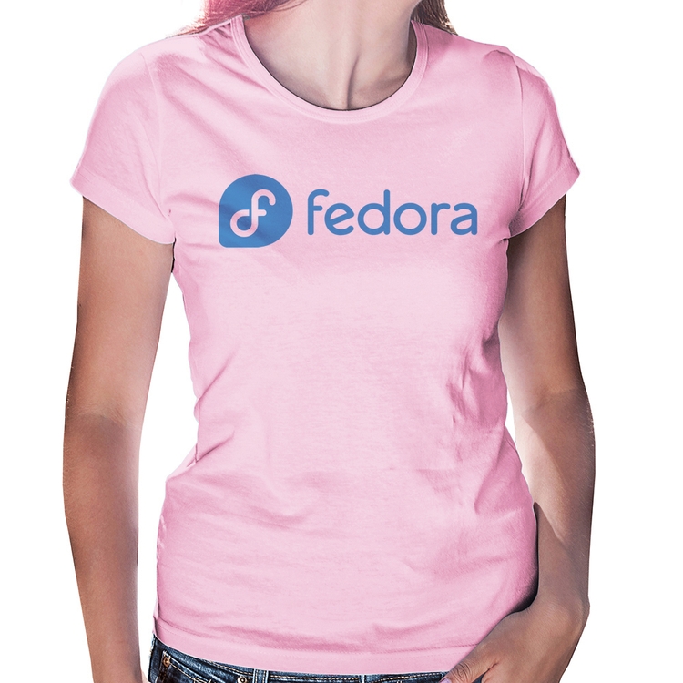 Baby Look Fedora Linux Logo - Rosa Bebê