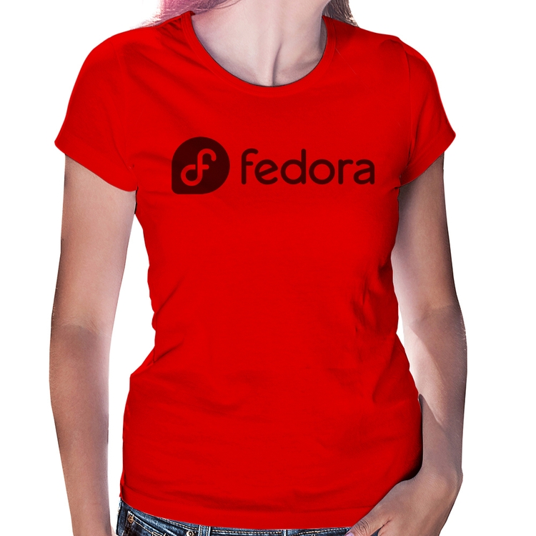 Baby Look Fedora Linux Logo - Vermelha